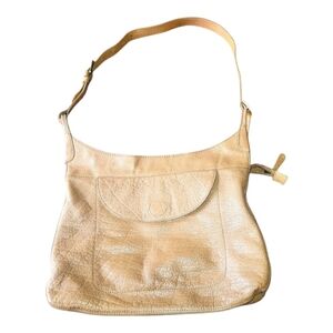 J.Jill Tan Pebbled Leather Vintage Hobo  Shoulder Bag